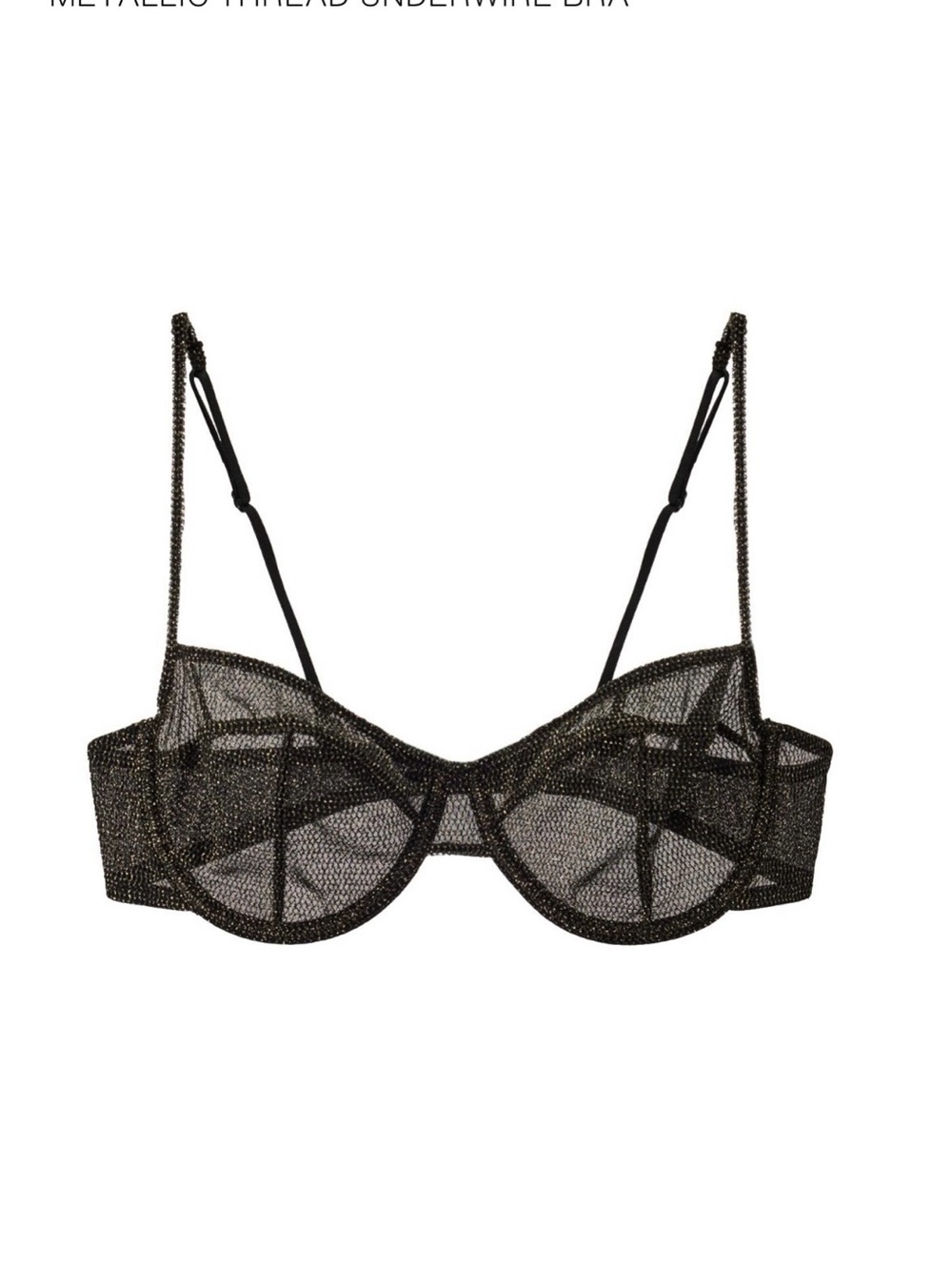 Zara Metallic Thread Underwire Bra Black / 38B